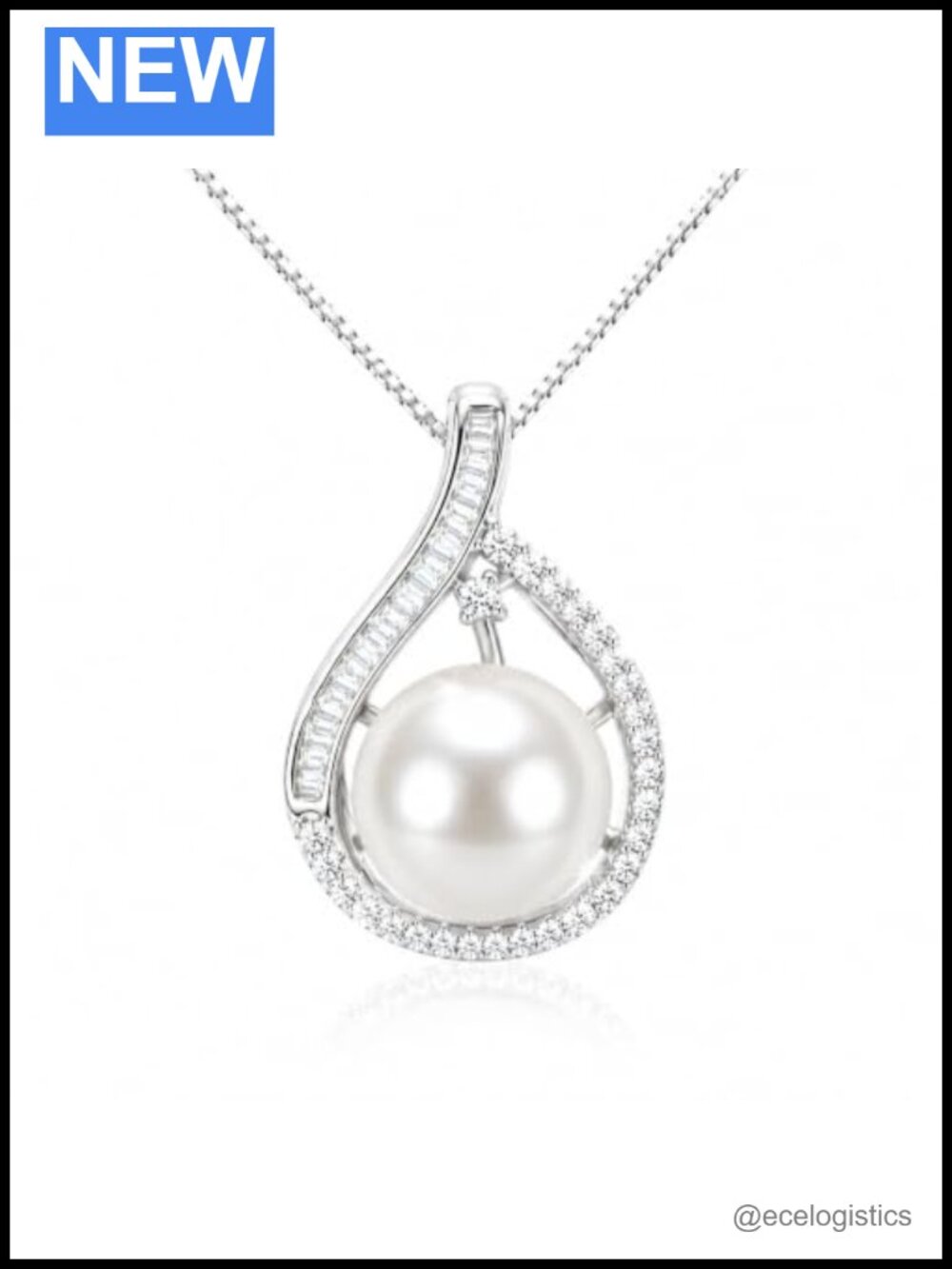 10mm Freshwater Pearl Necklace Sterling Silver Chain 18-20 Inch Adjustable